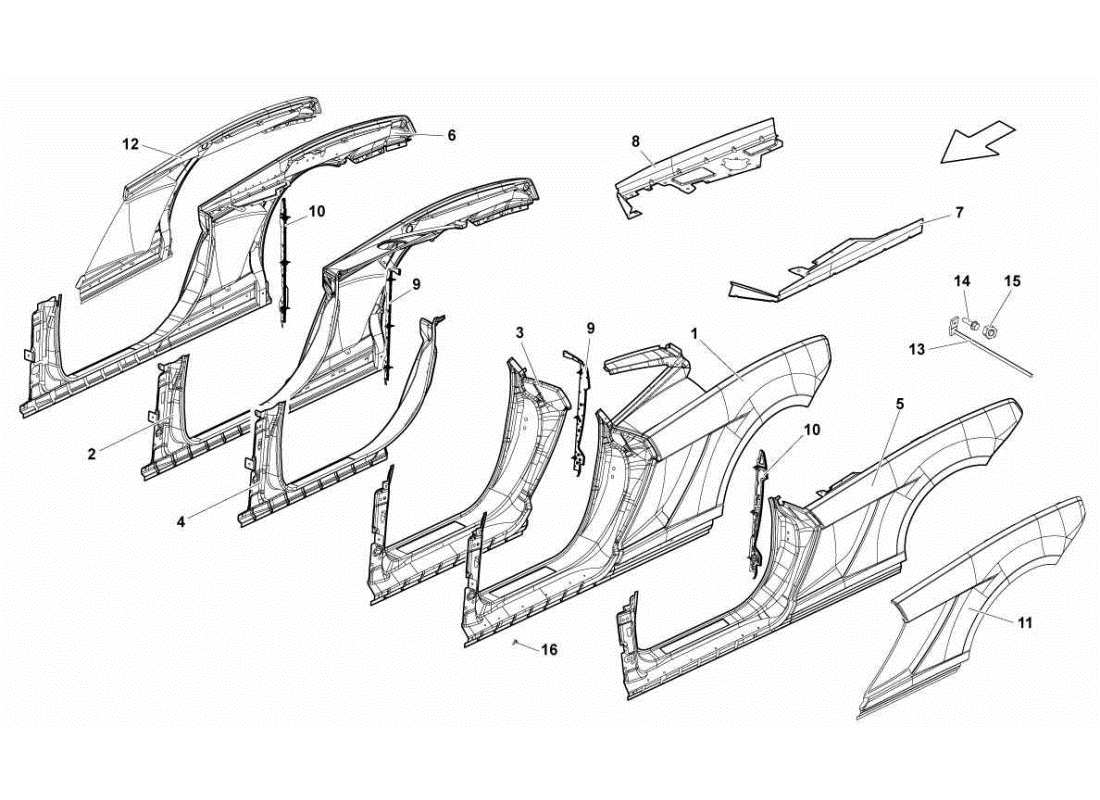 lamborghini gallardo sts ii sc attacchi del telaio posteriore diagramma delle parti