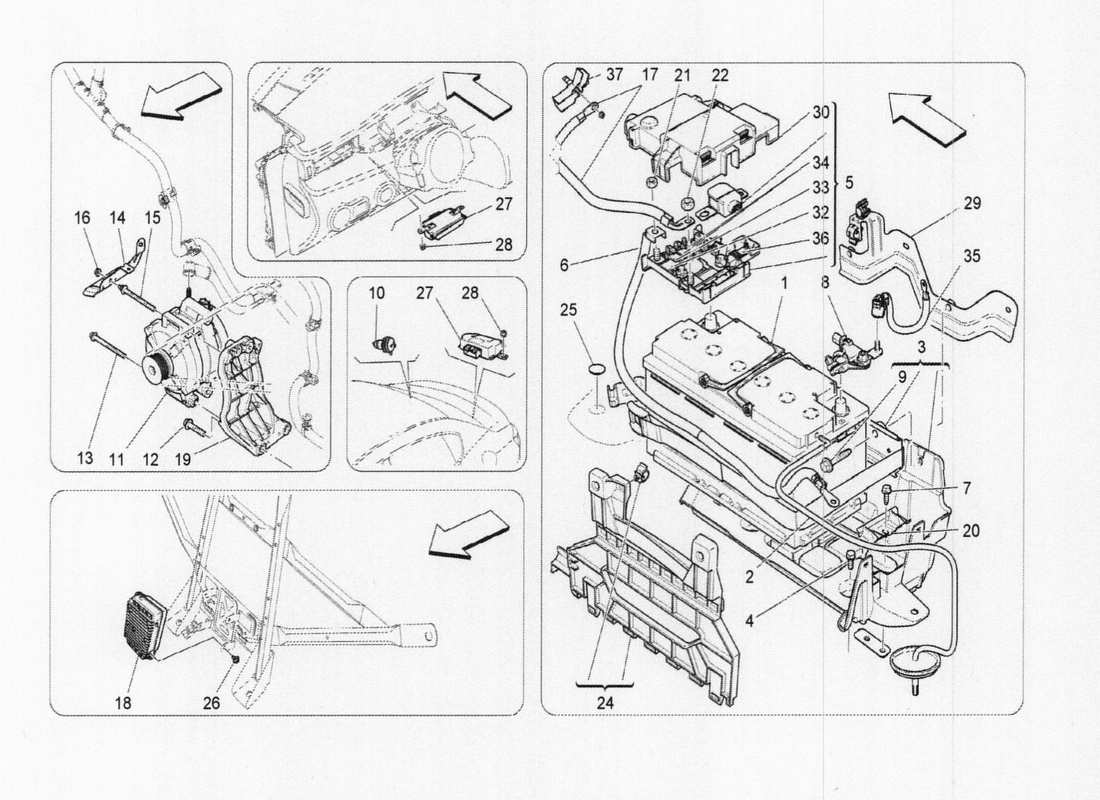 maserati qtp. v6 3.0 tds 275bhp 2017 diagramma delle parti di generazione e accumulo di energia