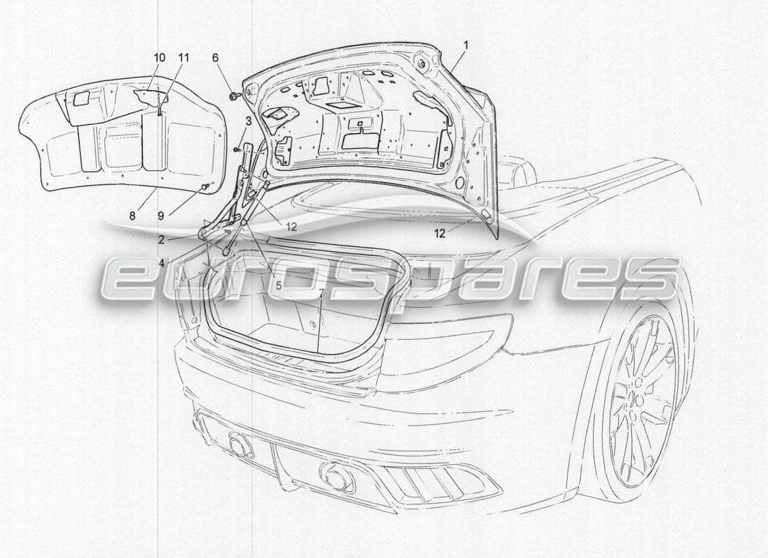 maserati grancabrio mc centenario schema delle parti del coperchio posteriore