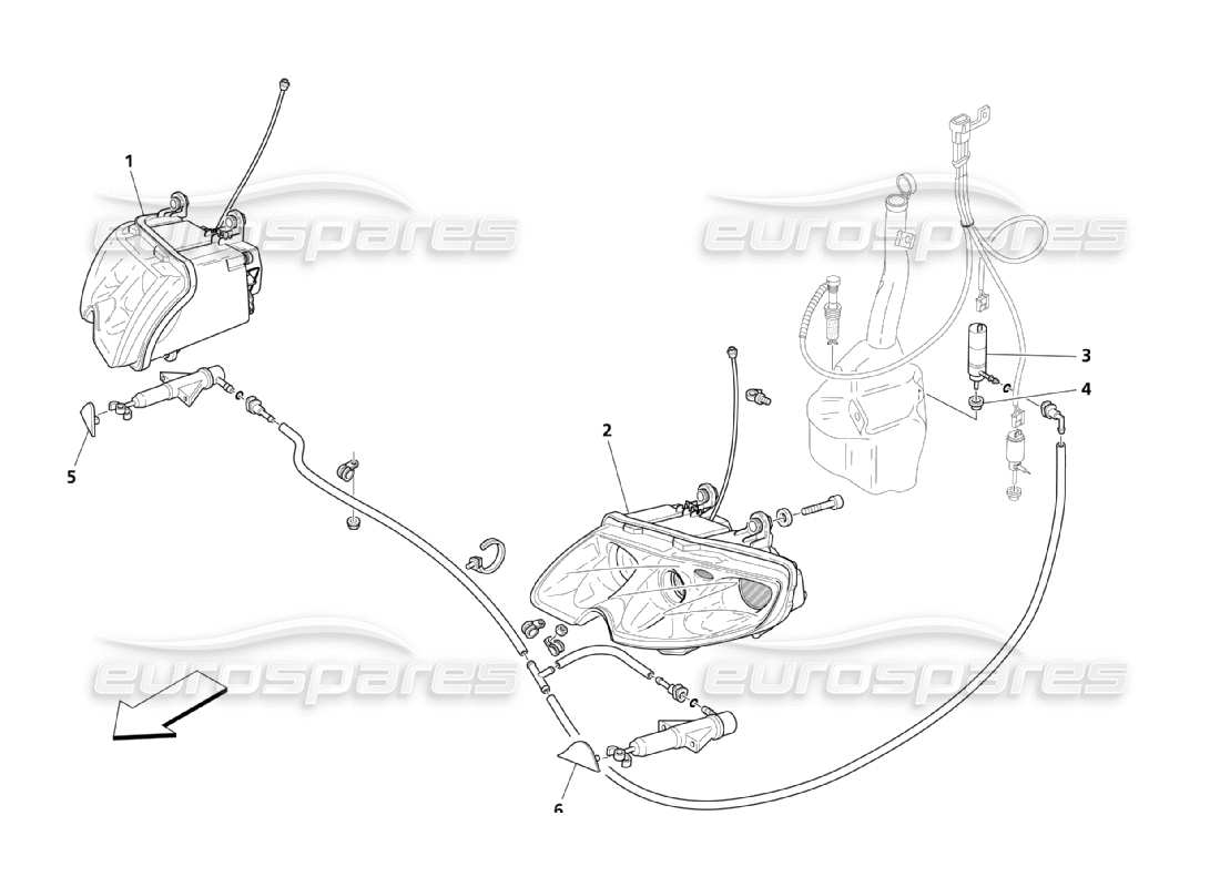 maserati qtp. (2003) 4.2 diagramma delle parti dei fari anteriori