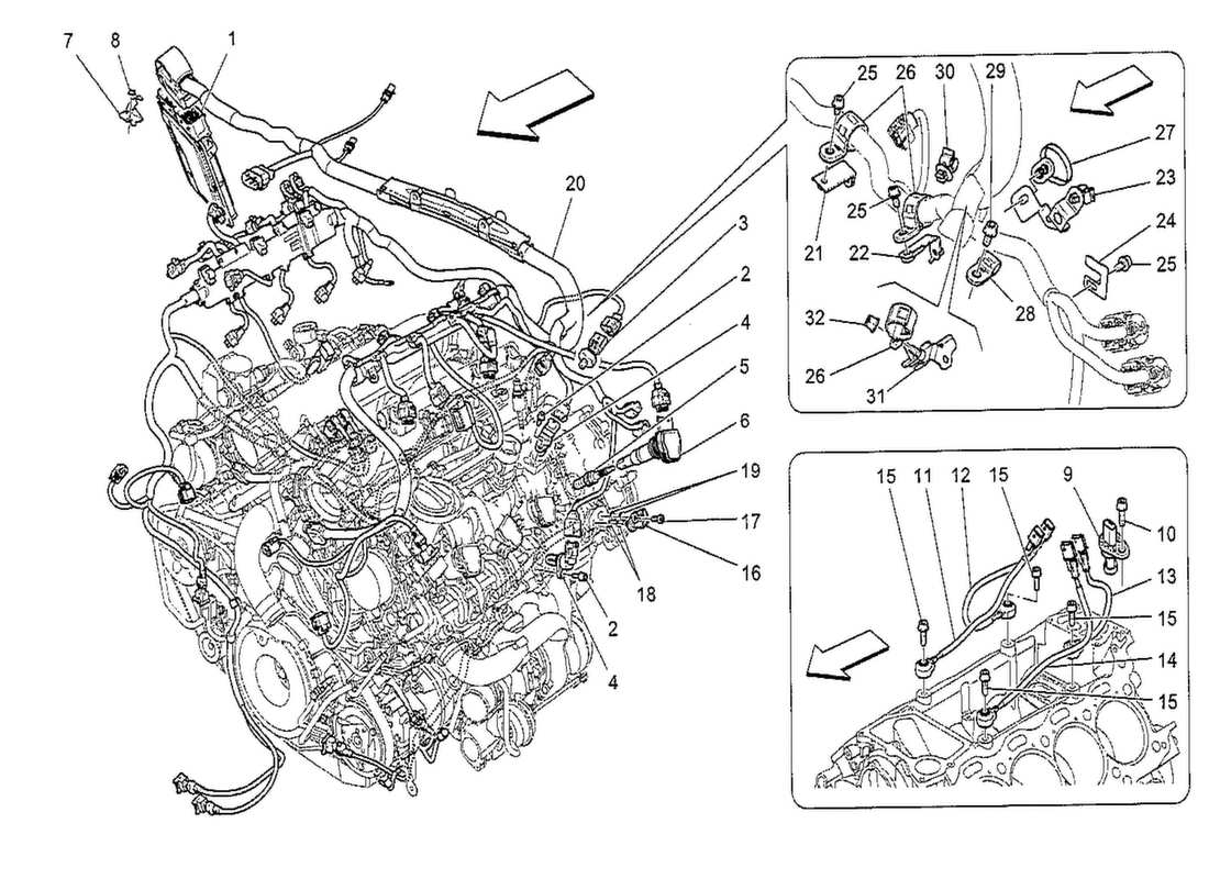 maserati qtp. v8 3.8 530bhp 2014 controllo elettronico: controllo iniezione e distribuzione motore schema delle parti
