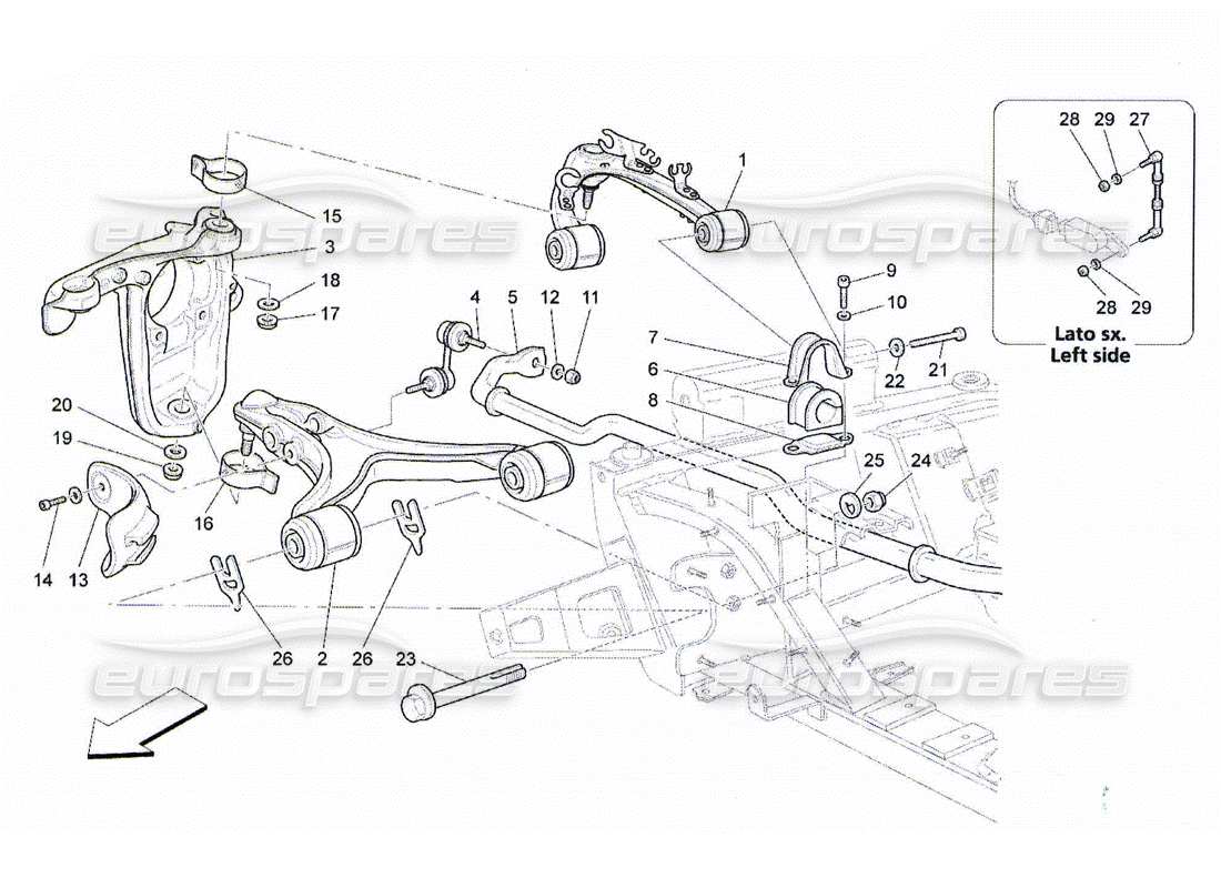 maserati qtp. (2010) 4.2 sospensioni anteriori diagramma delle parti