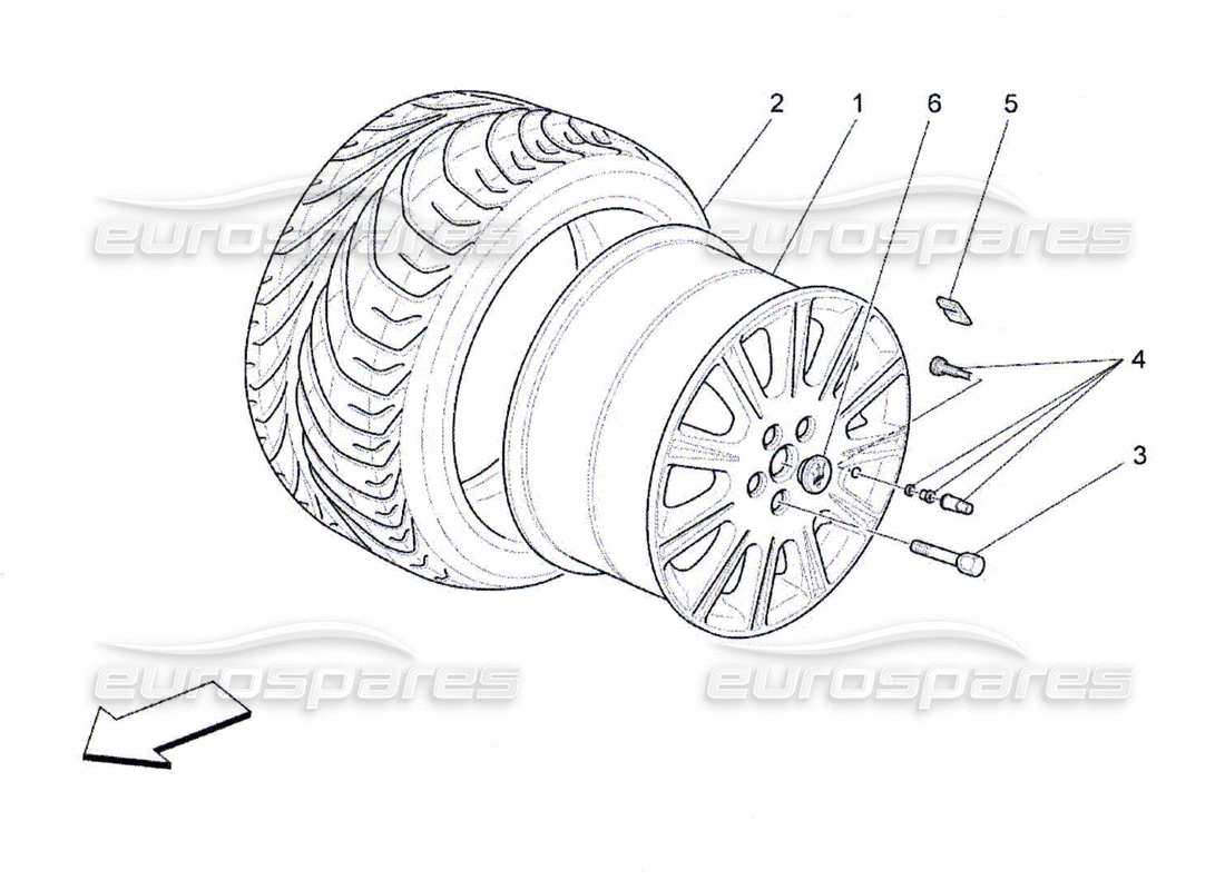 maserati qtp. (2010) 4.7 diagramma delle parti di ruote e pneumatici