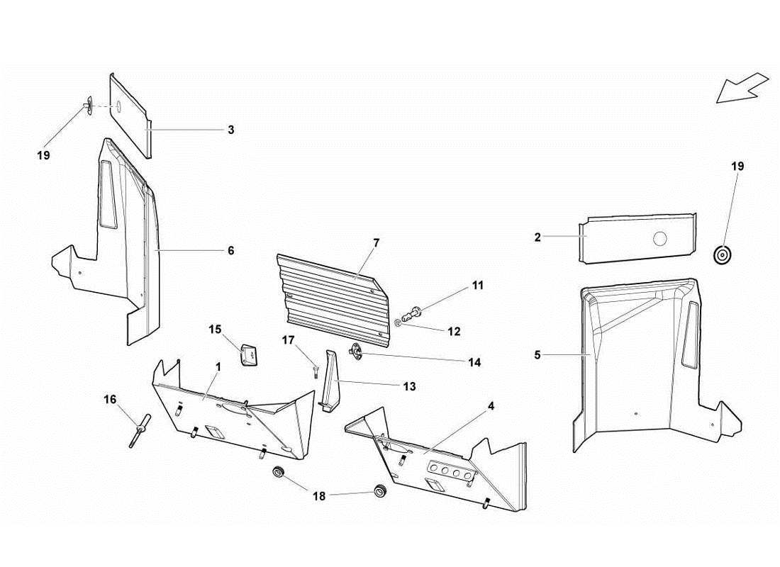 lamborghini gallardo lp560-4s update diagramma delle parti degli elementi del telaio centrale