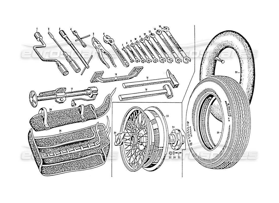maserati 3500 gt strumenti e accessori diagramma delle parti