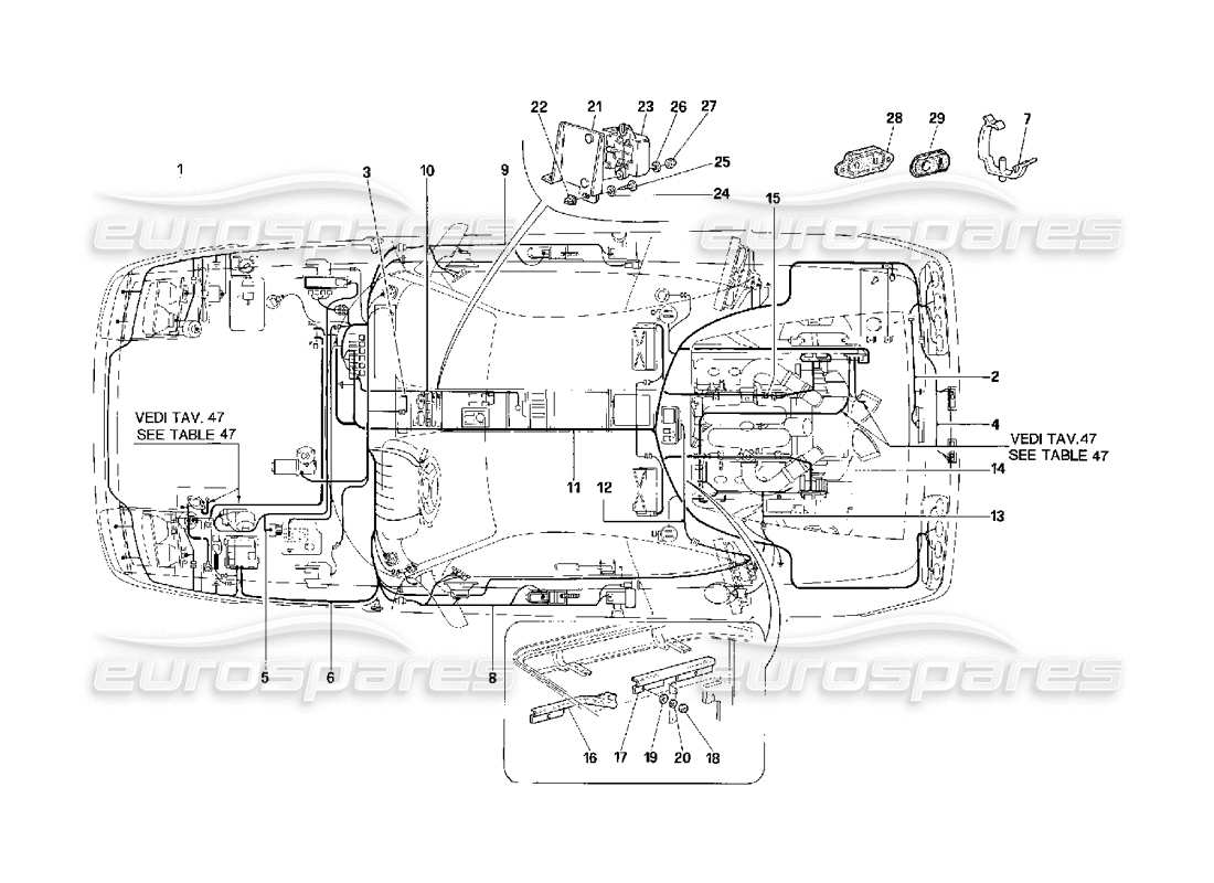 ferrari 348 (2.7 motronic) sistema elettrico diagramma delle parti