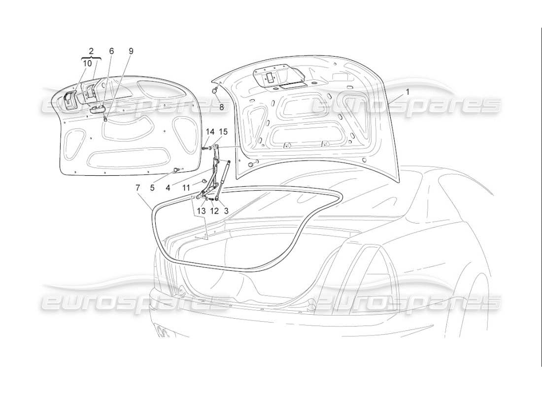 maserati qtp. (2007) 4.2 f1 schema delle parti del coperchio posteriore