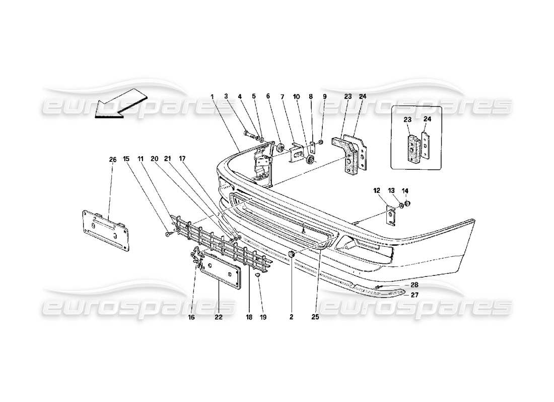 ferrari 348 (2.7 motronic) paraurti anteriore diagramma delle parti