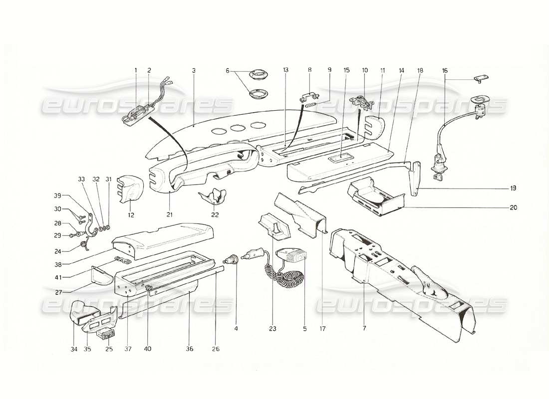 ferrari 308 gt4 dino (1976) i rivestimenti interni e' accessori diagramma delle parti