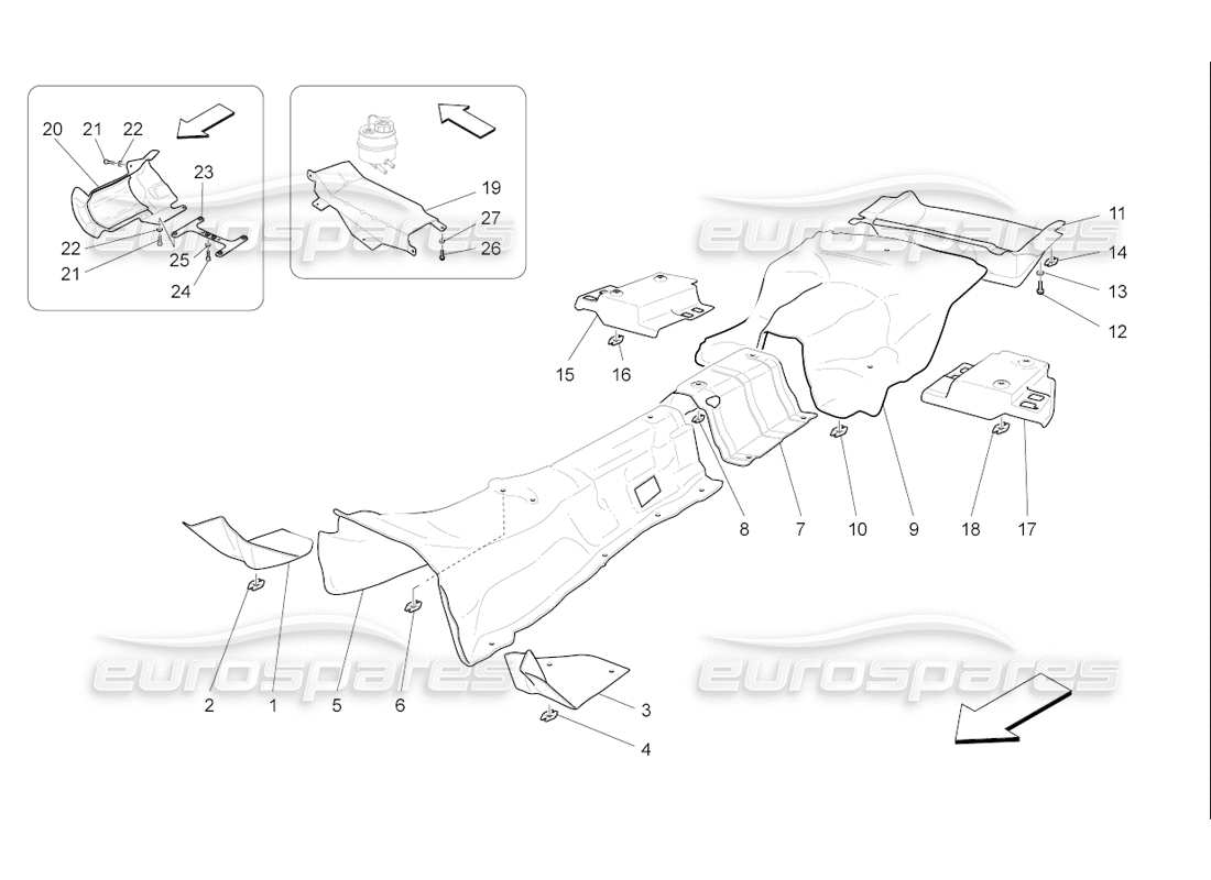 maserati qtp. (2006) 4.2 f1 pannelli isolanti termici all'interno del diagramma delle parti del veicolo