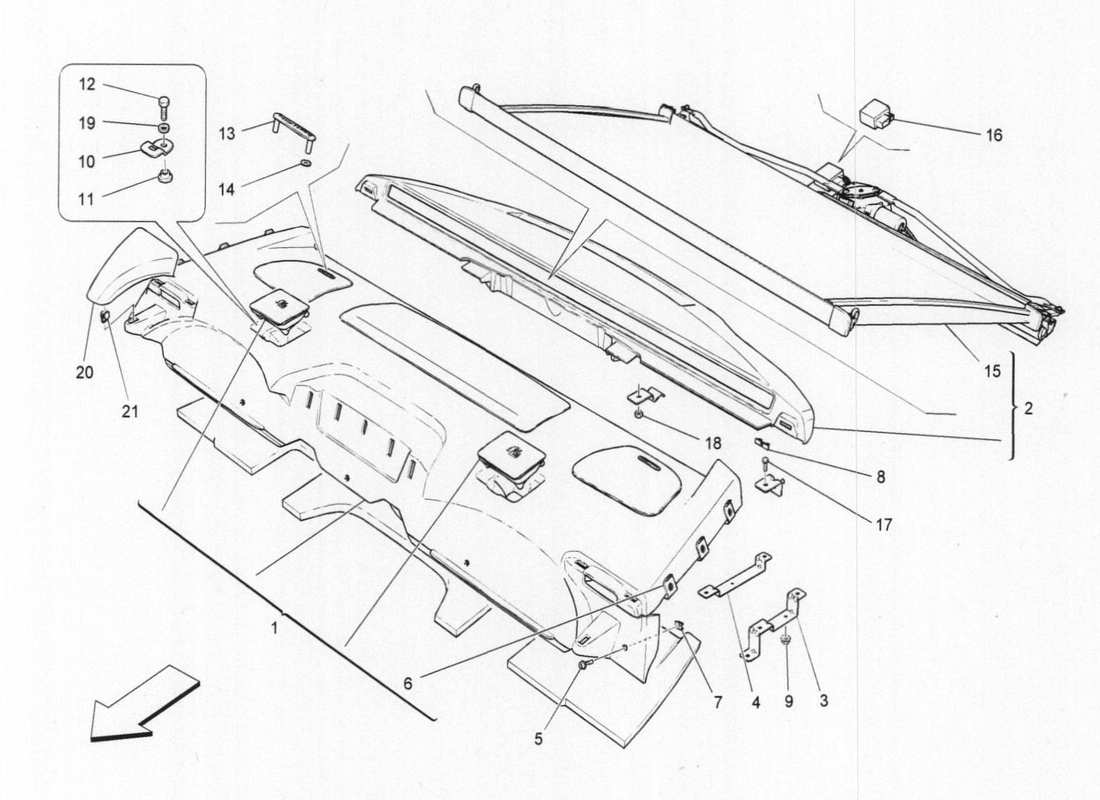 maserati qtp. v6 3.0 bt 410bhp 2015 ripiano posteriore diagramma delle parti