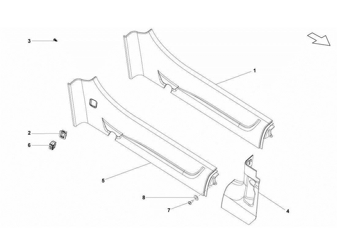 lamborghini gallardo lp560-4s update diagramma della parte del membro laterale interno