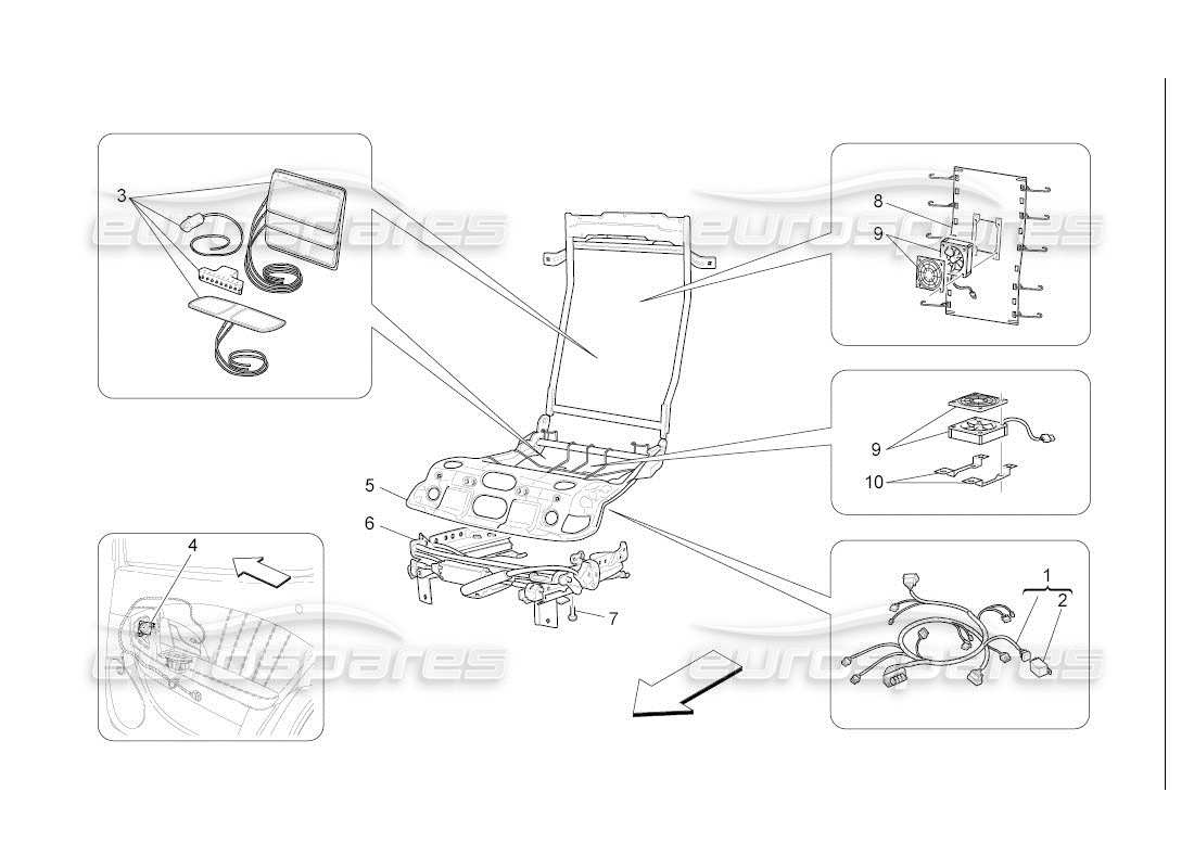 maserati qtp. (2007) 4.2 auto sedili posteriori: meccanica ed elettronica schema delle parti