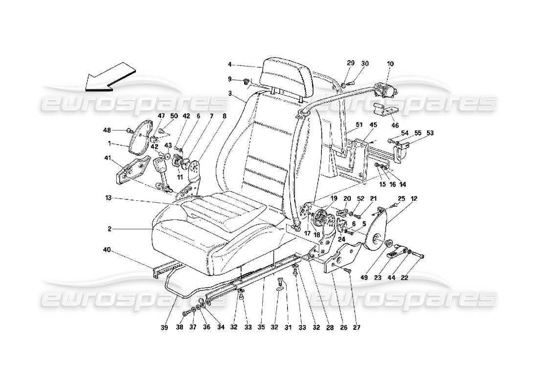 ferrari 348 (2.7 motronic) sedili e cinture di sicurezza diagramma delle parti