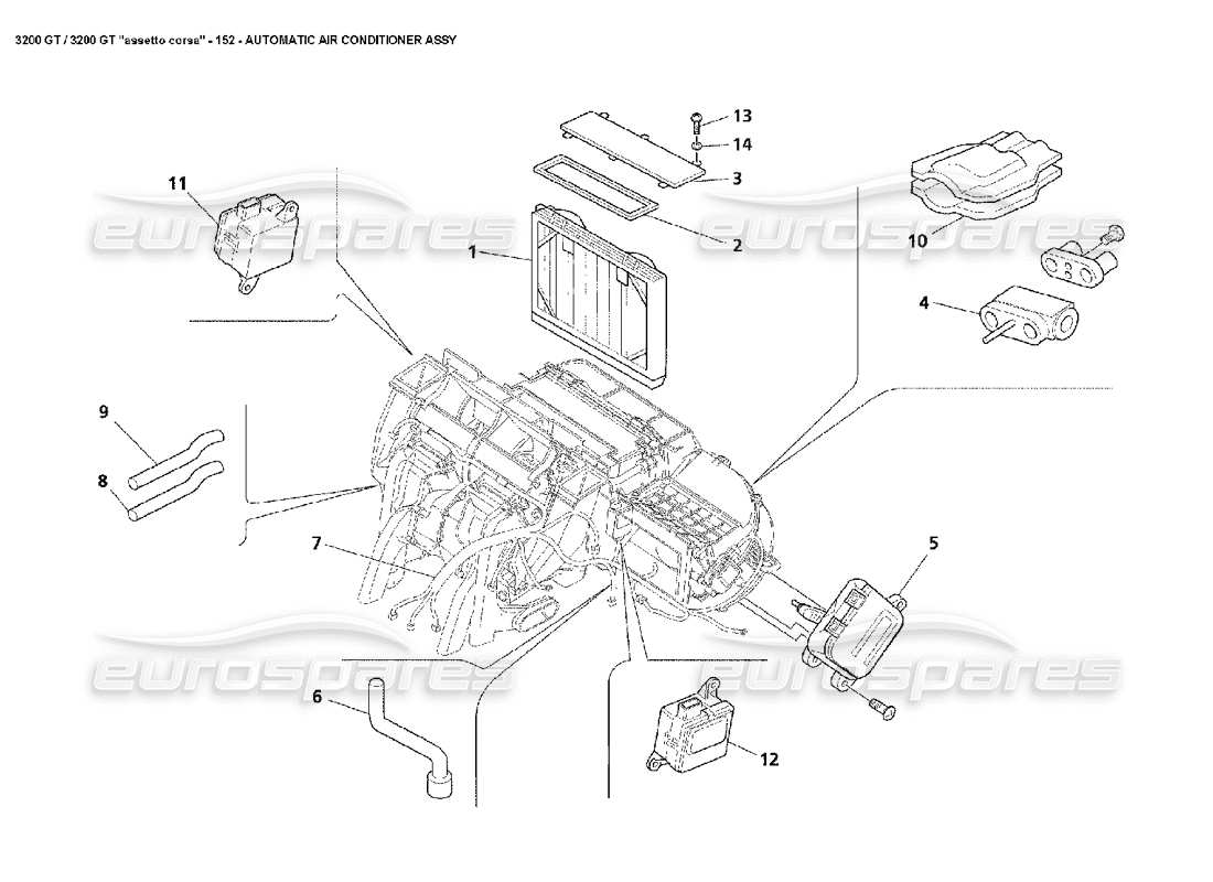 maserati 3200 gt/gta/assetto corsa gruppo condizionatore d'aria: diagramma delle parti 1