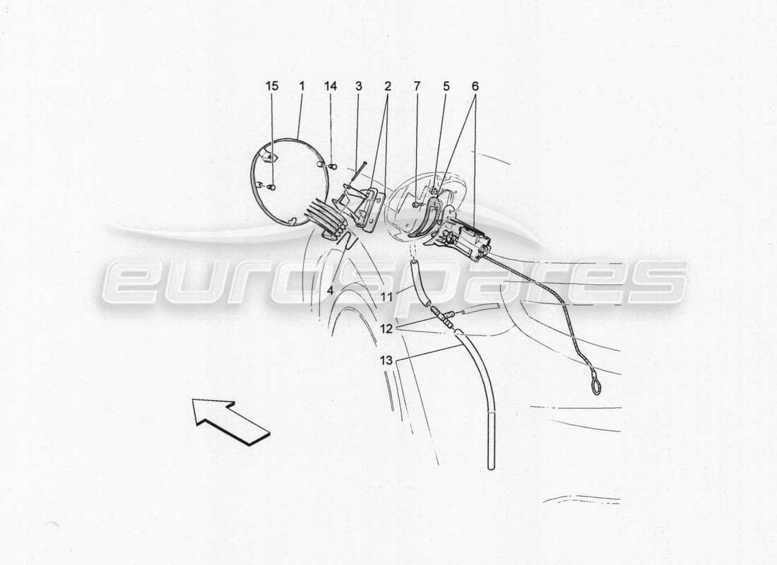 maserati granturismo special edition schema delle parti dello sportello del serbatoio del carburante e dei controlli