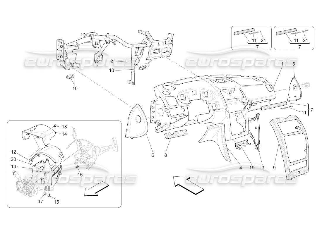 maserati qtp. (2011) 4.2 auto diagramma delle parti dell'unità del cruscotto