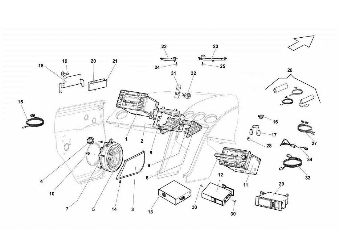 lamborghini gallardo lp560-4s update impianto hi-fi diagramma delle parti