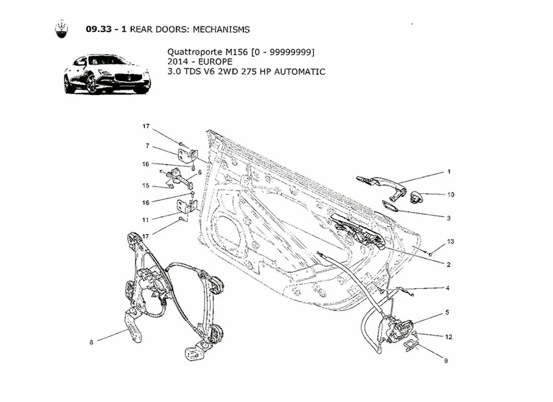 maserati qtp. v6 3.0 tds 275bhp 2014 porte posteriori: meccanismi schema particolare