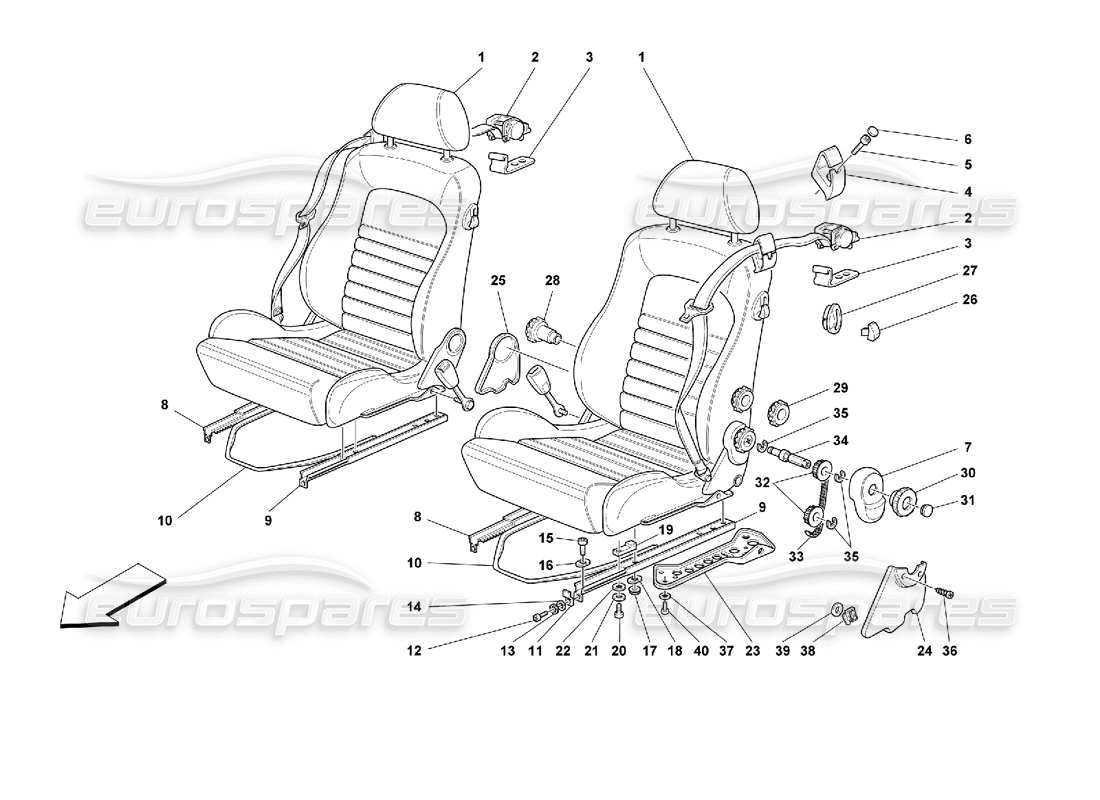 ferrari 355 (2.7 motronic) sedili e cinture di sicurezza diagramma delle parti