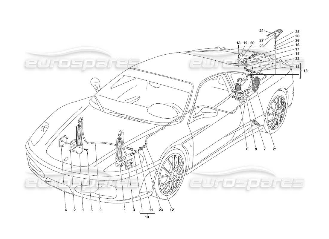 ferrari 430 challenge (2006) sistema di sollevamento diagramma delle parti