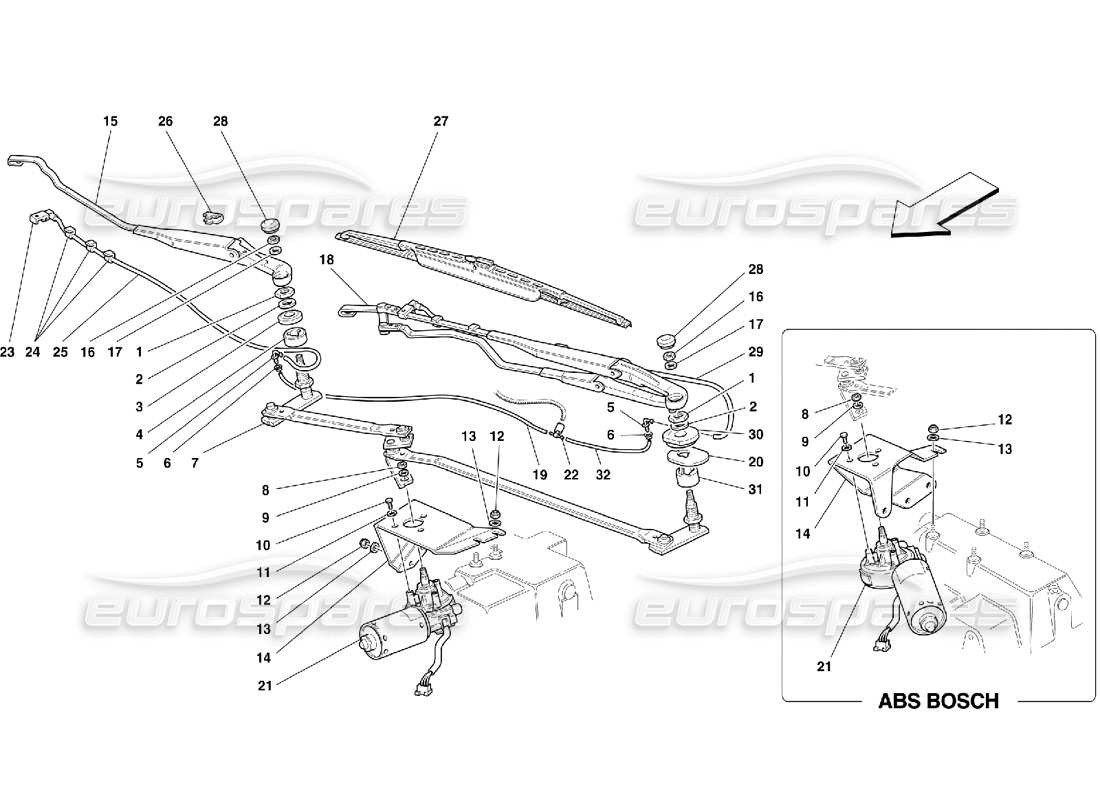 ferrari 355 (5.2 motronic) tergicristallo e comandi diagramma delle parti