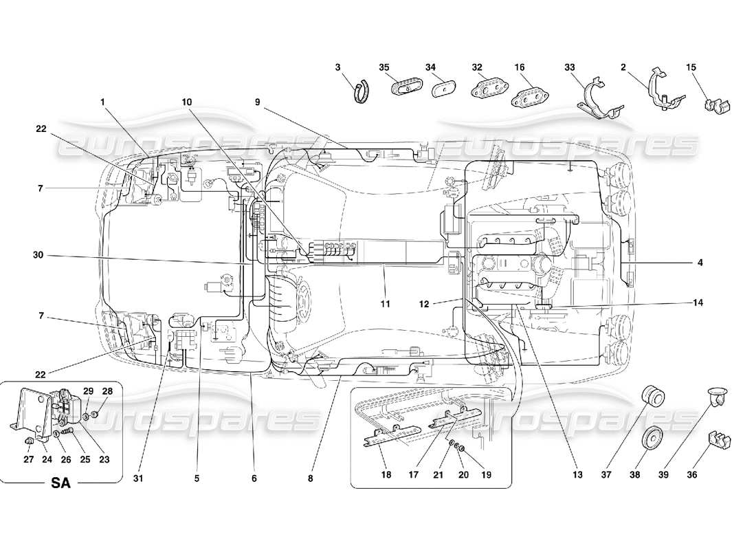 ferrari 355 (5.2 motronic) sistema elettrico diagramma delle parti