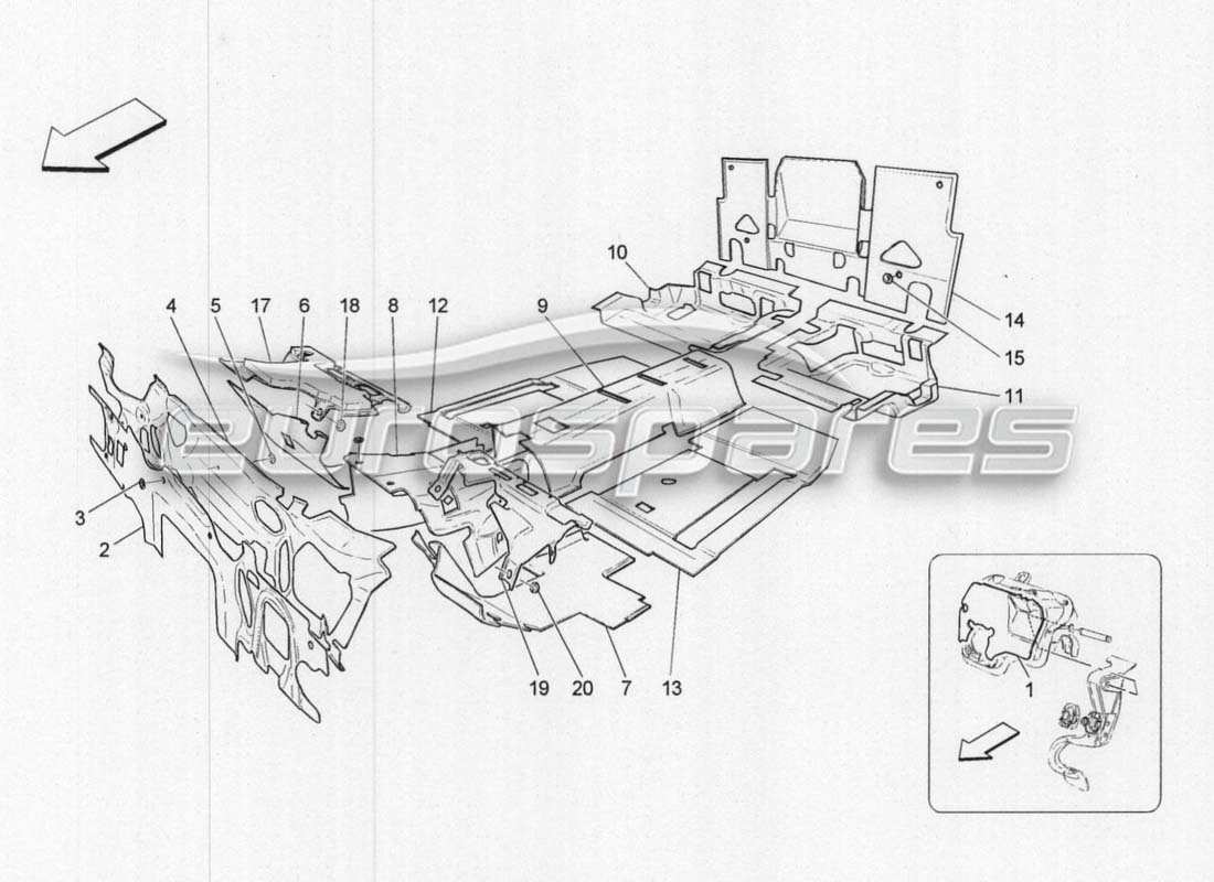 maserati grancabrio mc centenario pannelli insonorizzati all'interno del veicolo diagramma delle parti