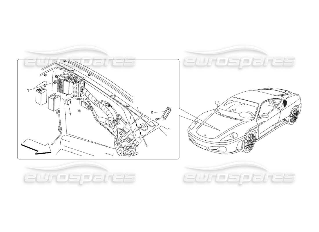 ferrari 430 challenge (2006) stazioni di controllo del vano anteriore diagramma delle parti