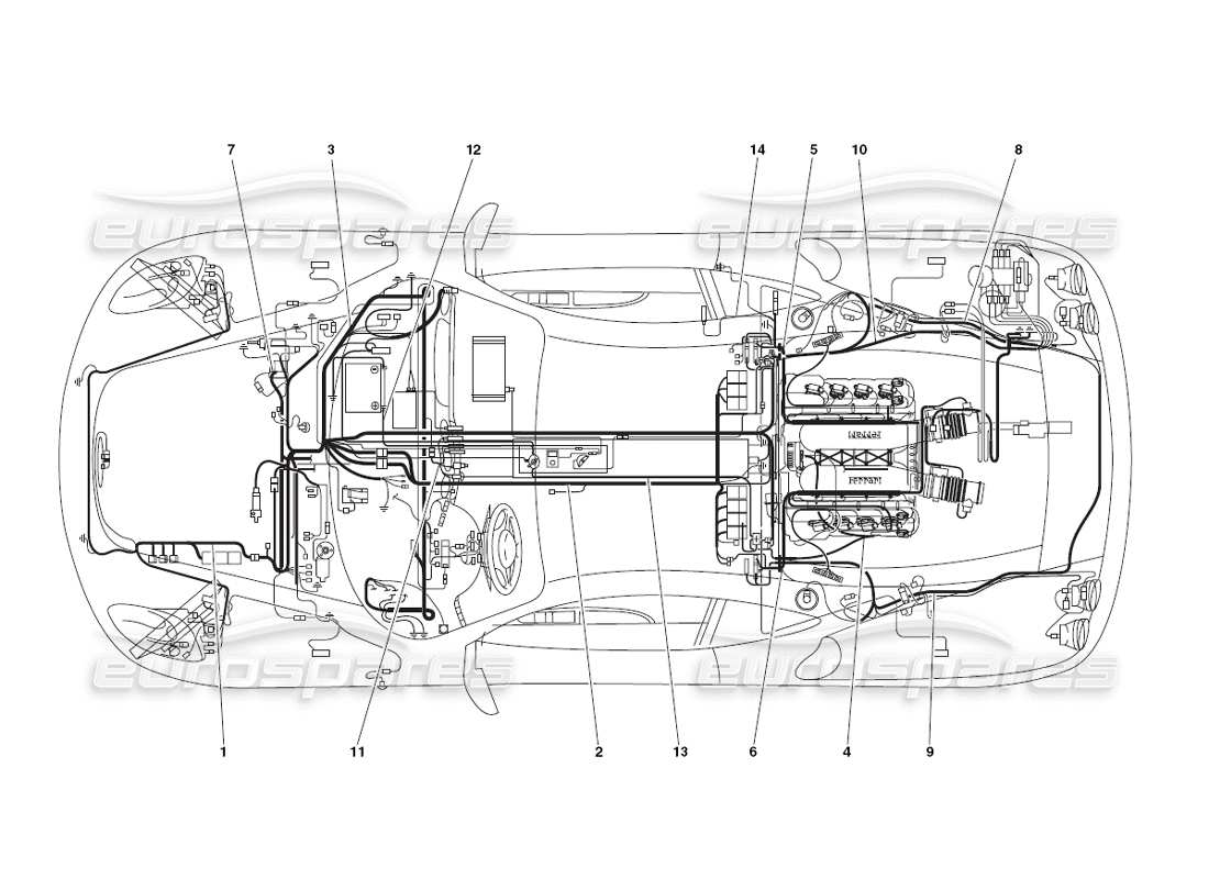 ferrari 430 challenge (2006) schema delle parti dell'impianto elettrico