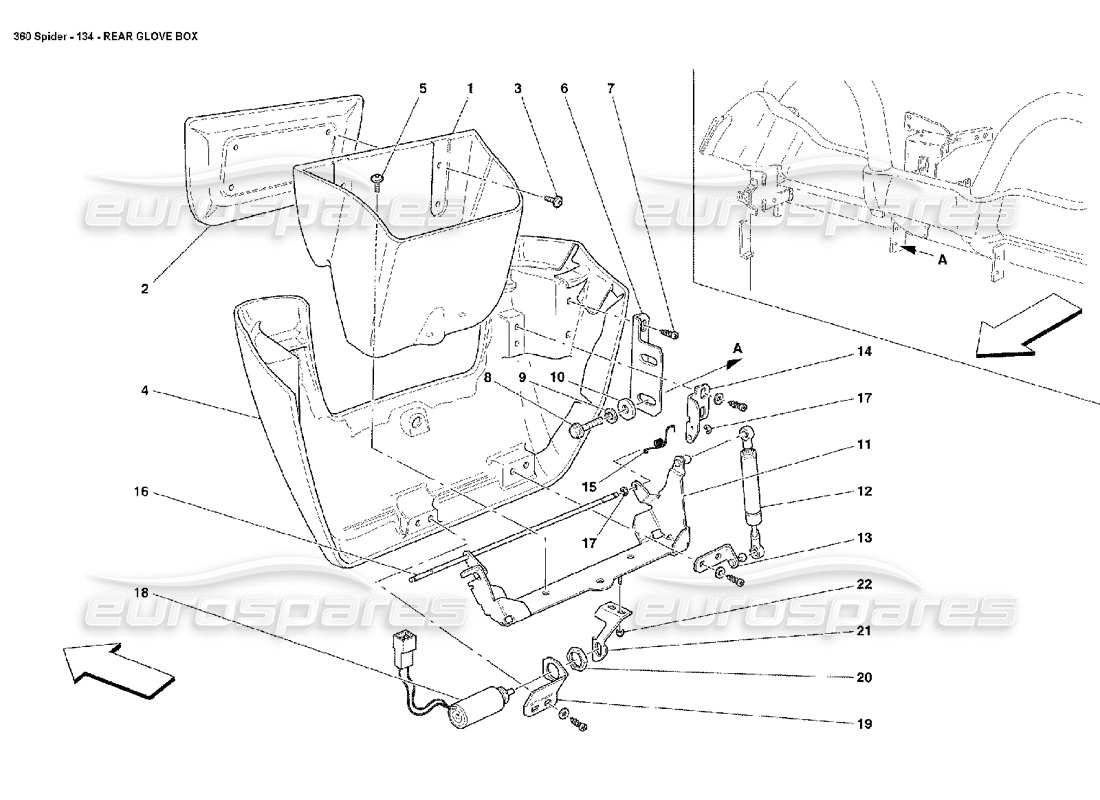 ferrari 360 spider vano portaoggetti posteriore diagramma delle parti