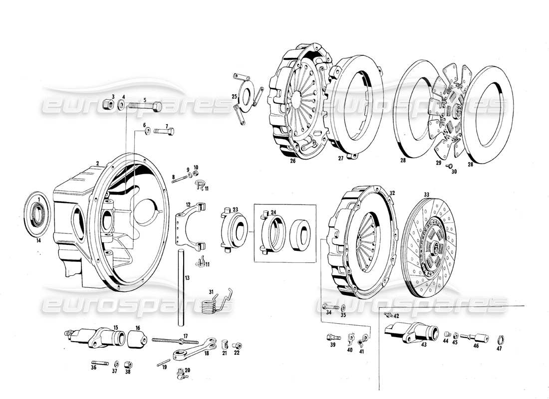 maserati qtp.v8 4.7 (s1 & s2) 1967 diagramma della parte della frizione