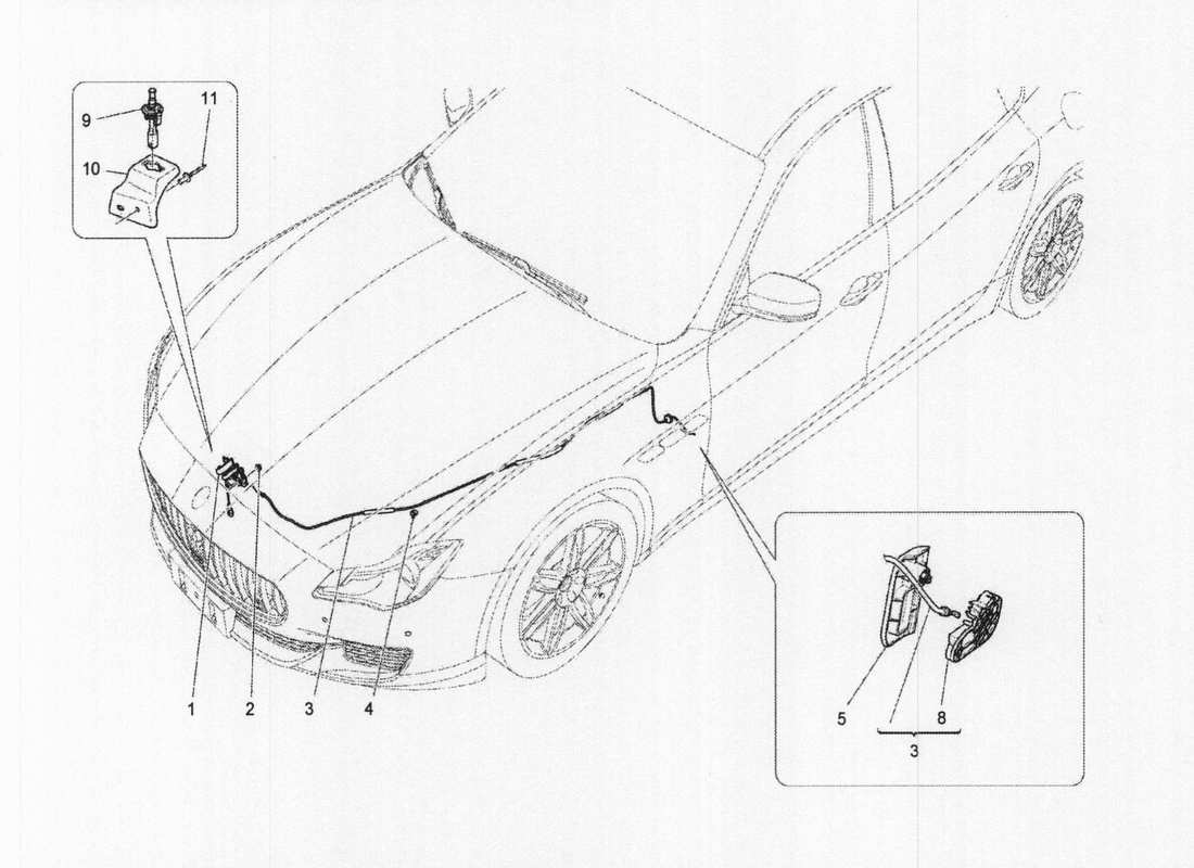 maserati qtp. v6 3.0 bt 410bhp 2wd 2017 diagramma delle parti del pulsante di apertura del coperchio anteriore