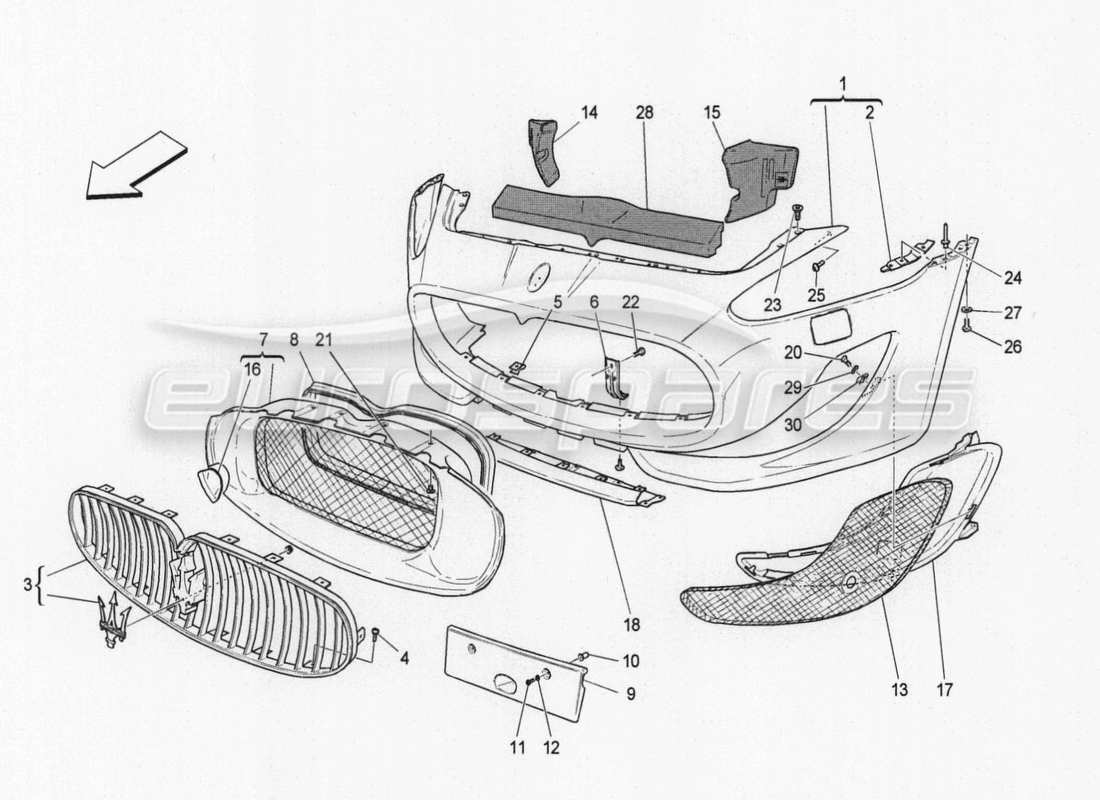 maserati granturismo special edition paraurti anteriore diagramma delle parti