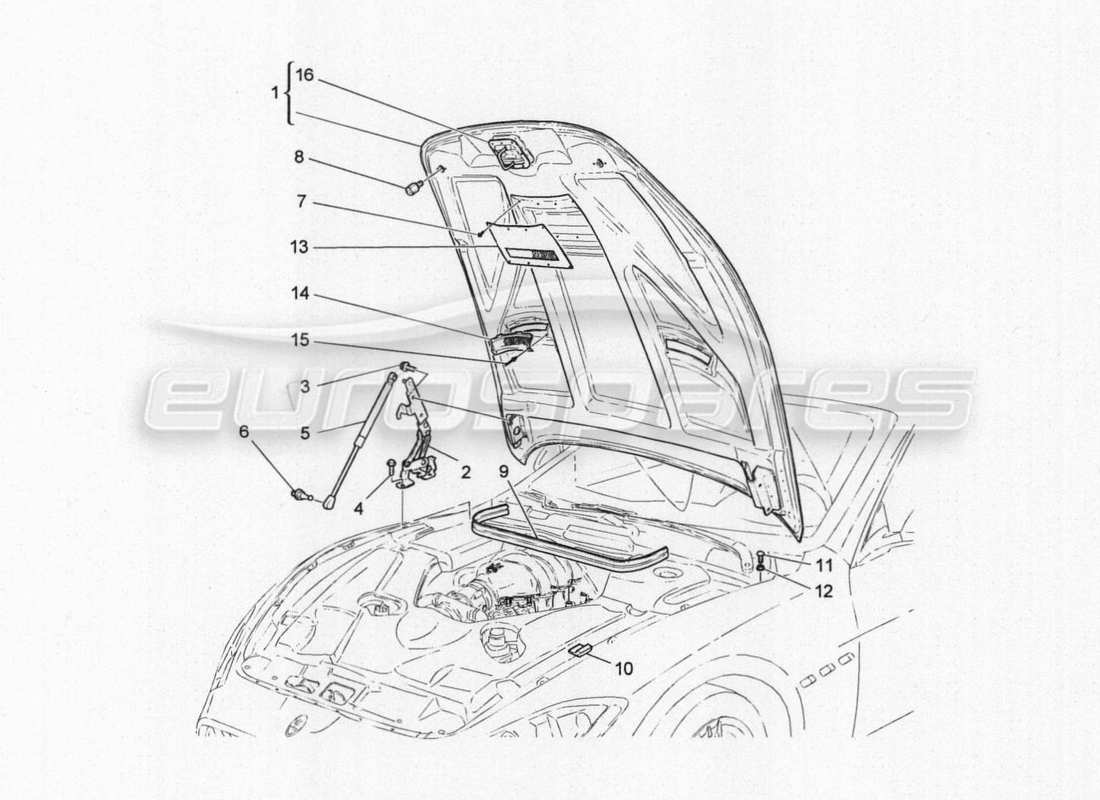 maserati granturismo special edition diagramma delle parti del coperchio anteriore