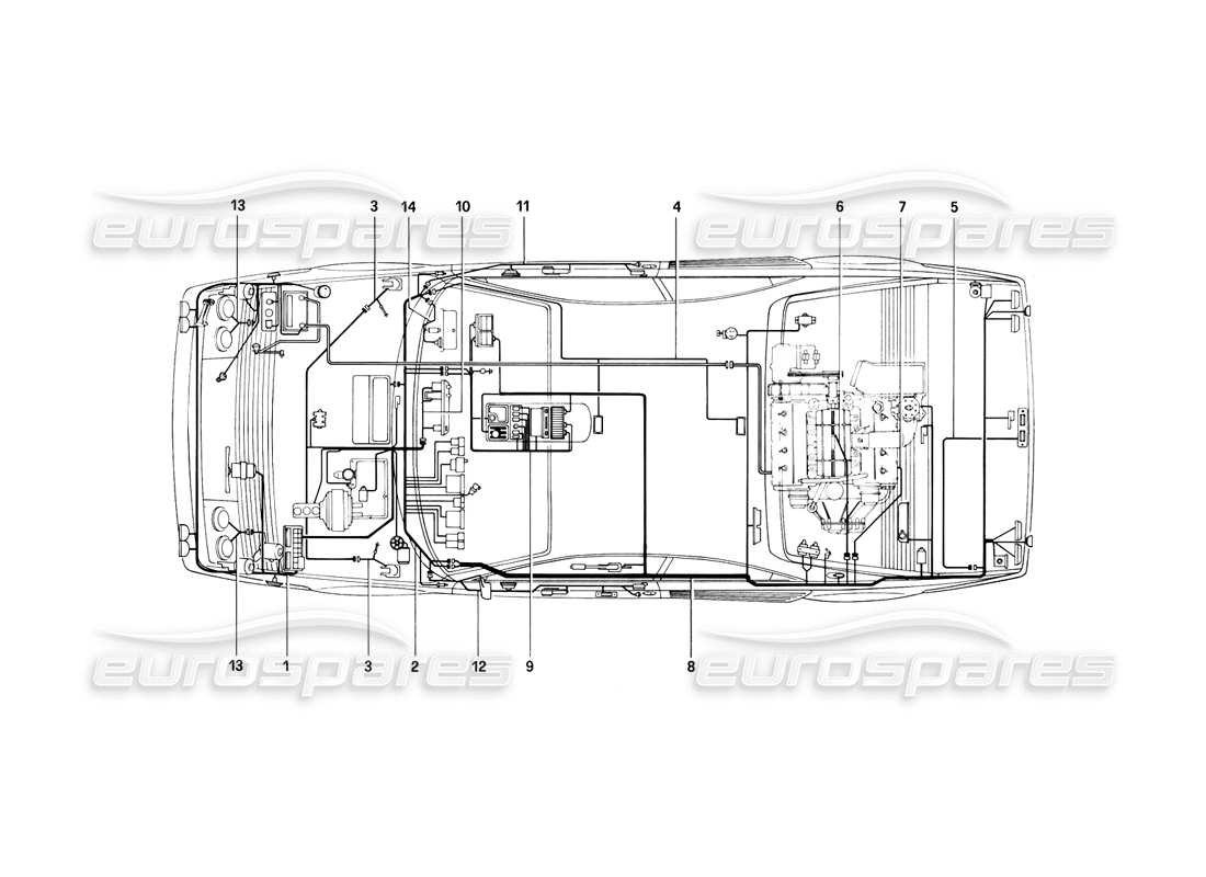 ferrari mondial 8 (1981) sistema elettrico diagramma delle parti