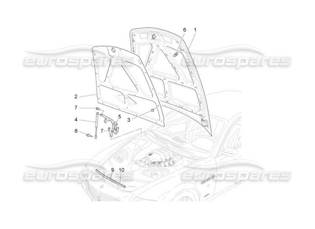 maserati qtp. (2005) 4.2 coperchio anteriore diagramma delle parti