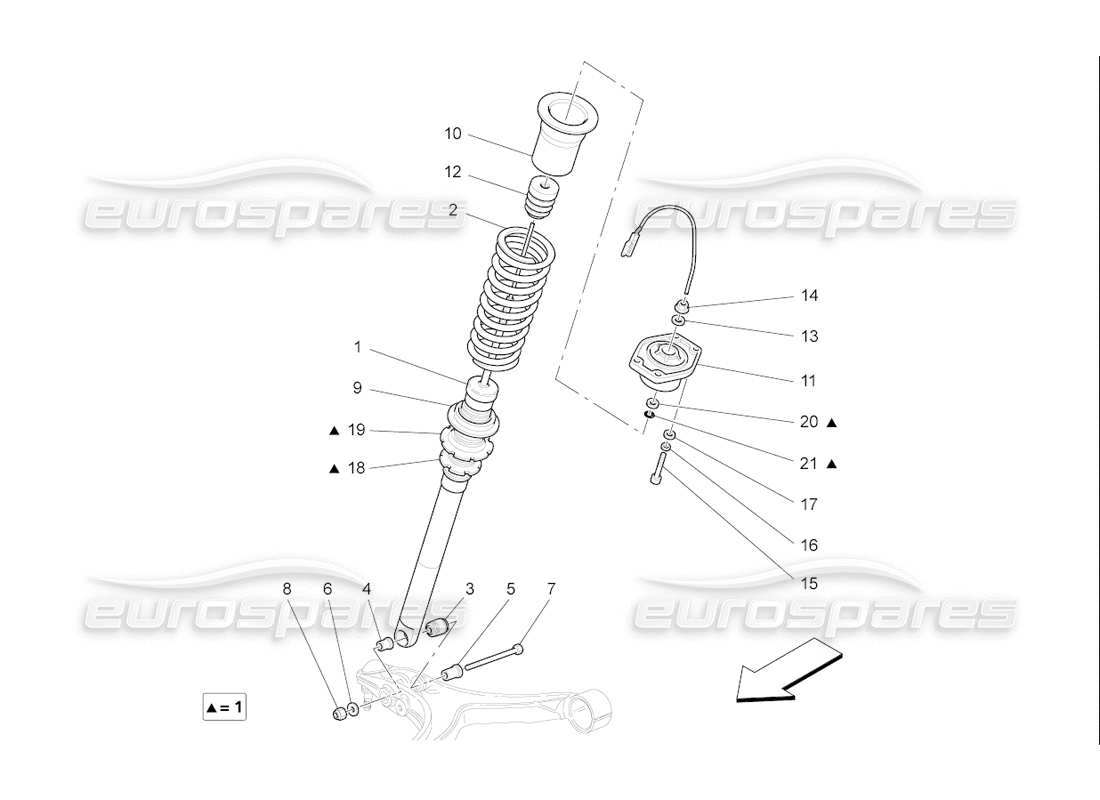 maserati qtp. (2006) 4.2 f1 diagramma delle parti dei dispositivi dell'ammortizzatore anteriore