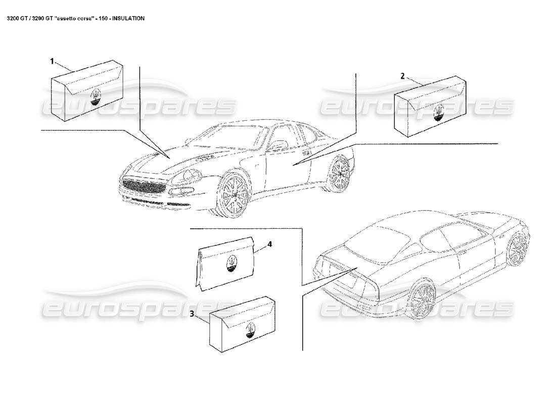 maserati 3200 gt/gta/assetto corsa isolamento diagramma delle parti