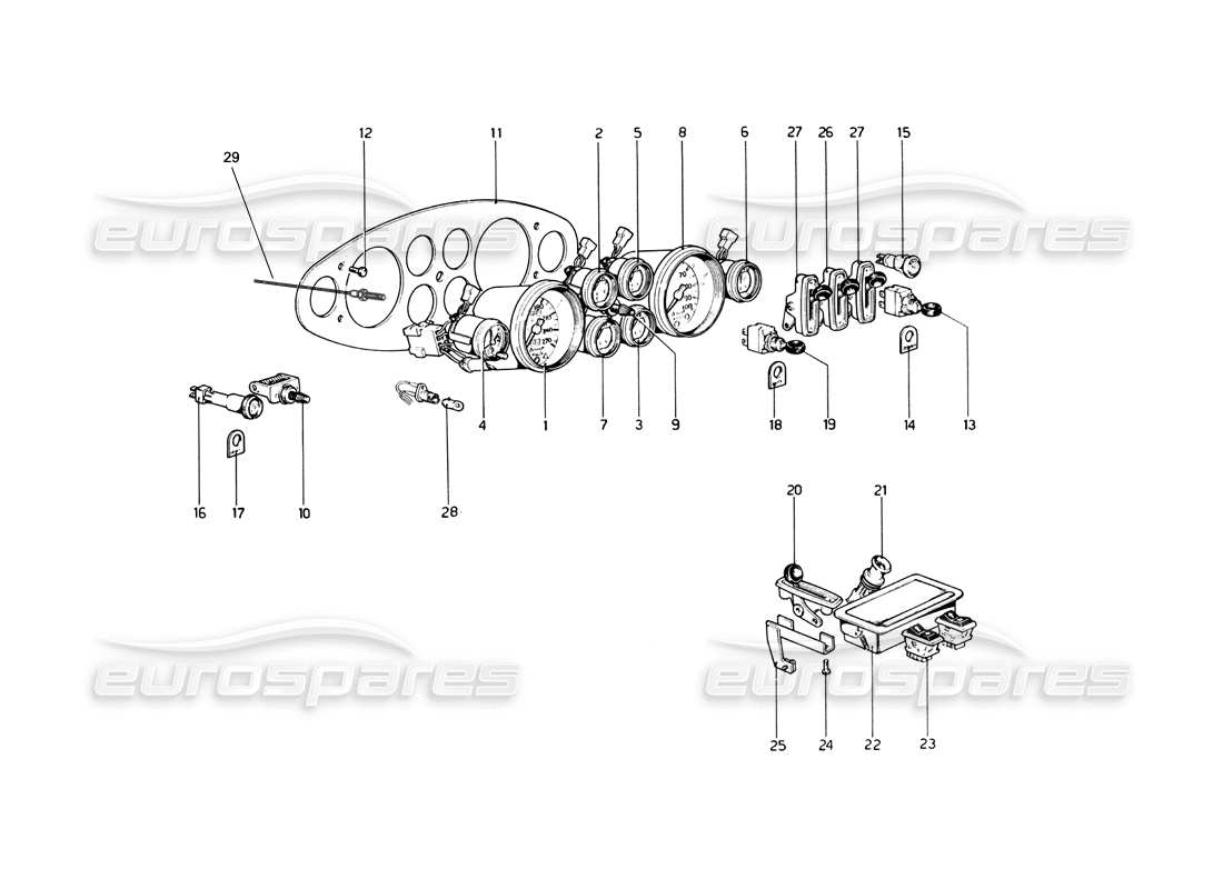 ferrari 246 dino (1975) strumenti e accessori diagramma delle parti