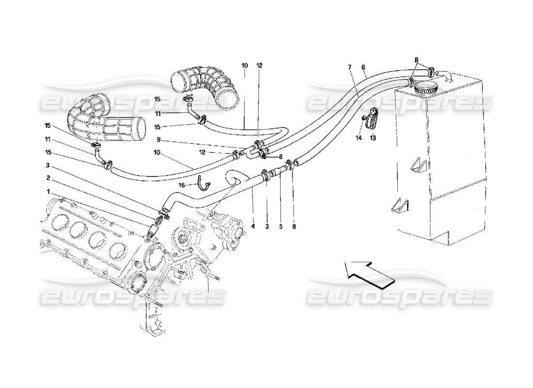 ferrari 348 (2.7 motronic) colpo: diagramma delle parti del sistema