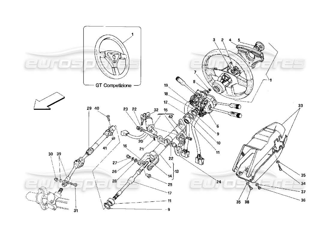 ferrari 348 (2.7 motronic) diagramma delle parti del piantone dello sterzo
