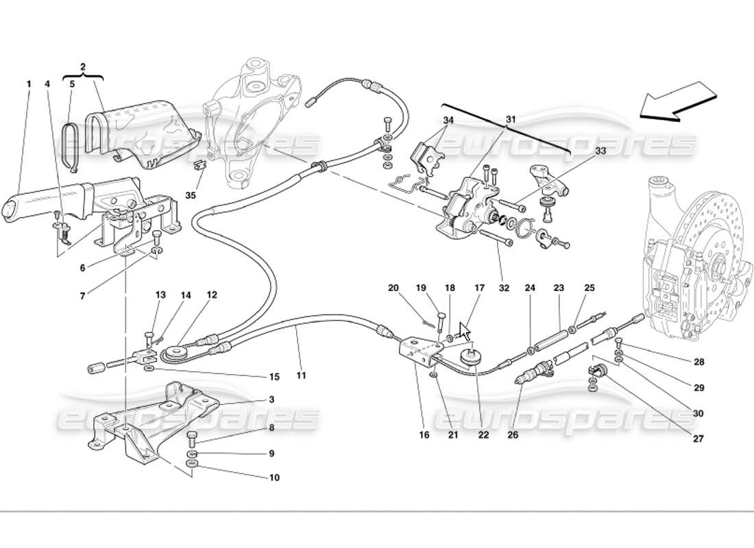 ferrari 360 modena controllo del freno a mano diagramma delle parti