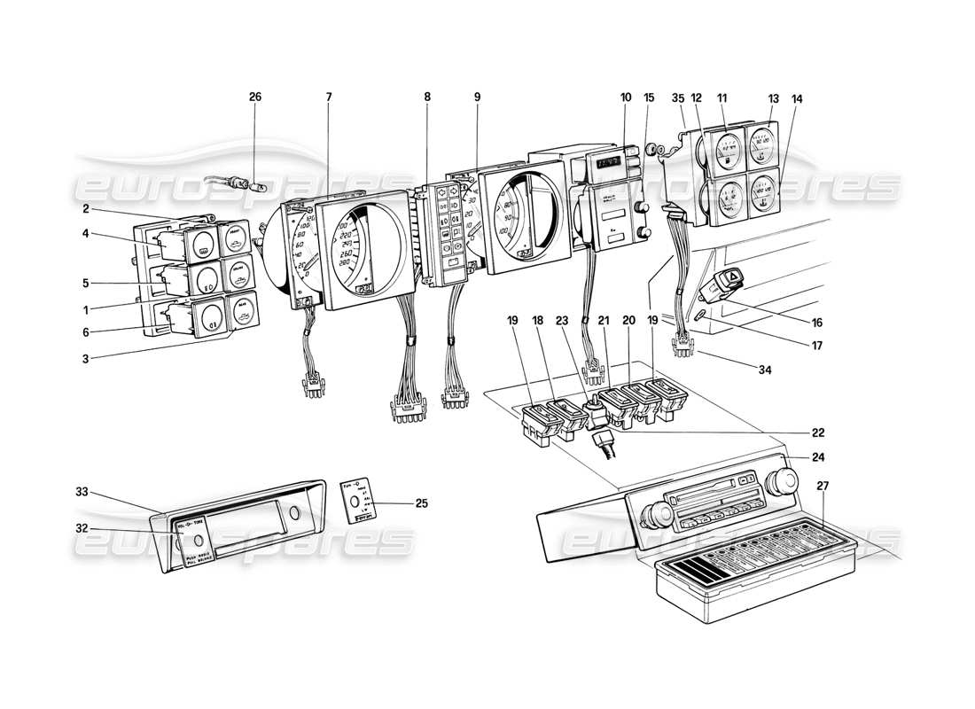 ferrari mondial 8 (1981) strumenti diagramma delle parti