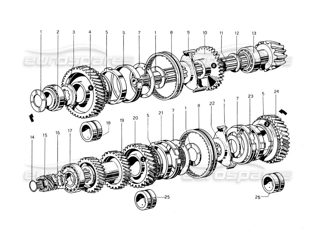 ferrari 275 gtb/gts 2 cam diagramma della parte dell'albero secondario