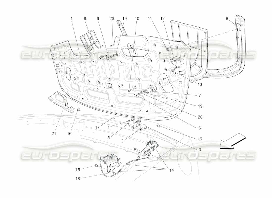 maserati grancabrio (2010) 4.7 capote elettriche: coperture diagramma delle parti