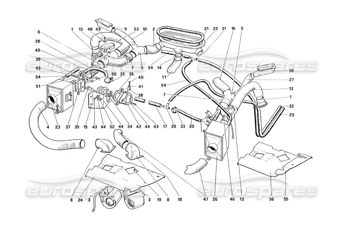 ferrari 328 (1985) schema delle parti del sistema di riscaldamento
