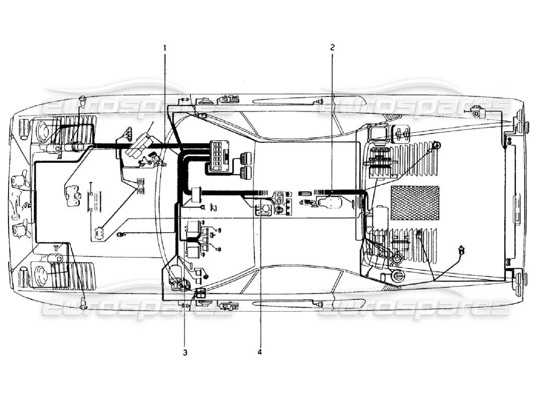ferrari 308 gtb (1976) schema delle parti elettriche della carrozzeria