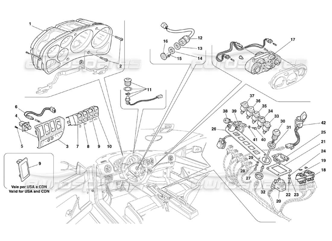 ferrari 360 challenge stradale strumenti del cruscotto diagramma delle parti