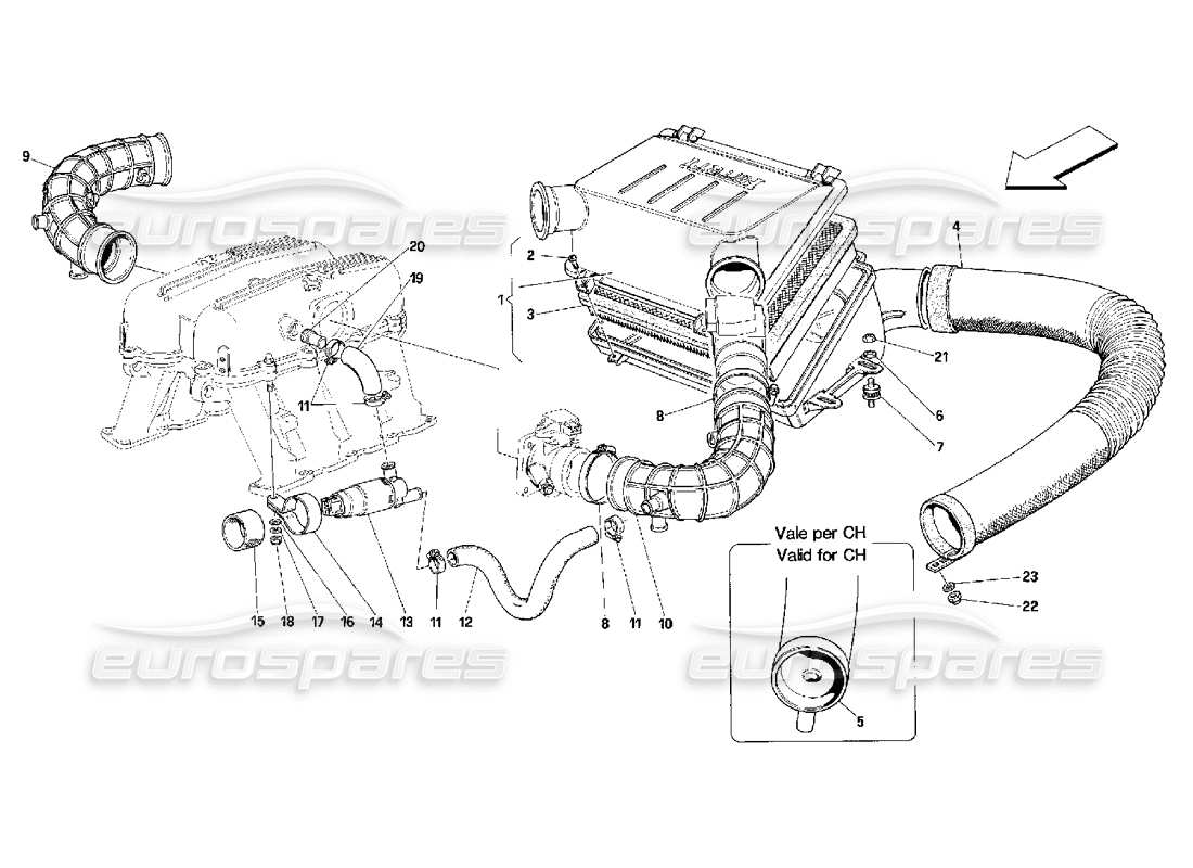 ferrari 348 (2.7 motronic) presa d'aria diagramma delle parti